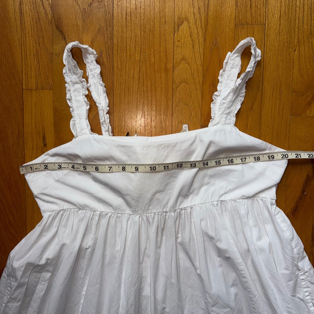 Free People White Cotton Ruffle Strap Tiered Boho Cottage Maxi Dress XL Beachy - Picture 9 of 12